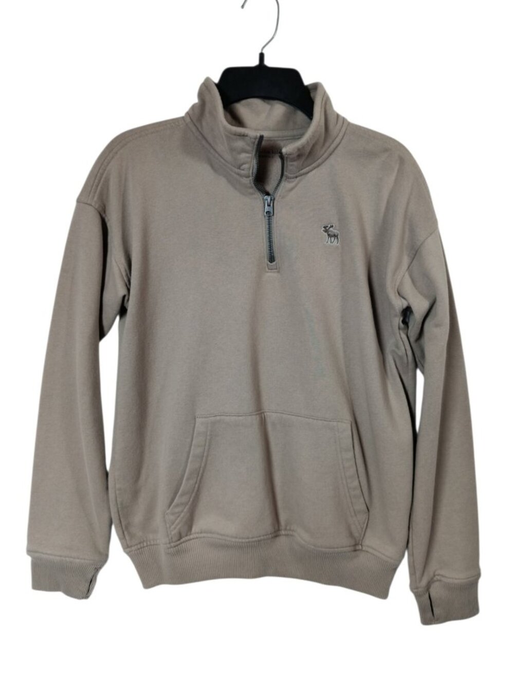 Abercrombie Kids Boys 13/14 Brown Quarter Zip Pullover Sweatshirt Moose Fleece
